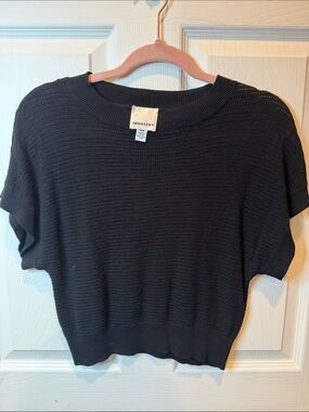 Industry Black Short-Sleeve Textured Knit Sweater